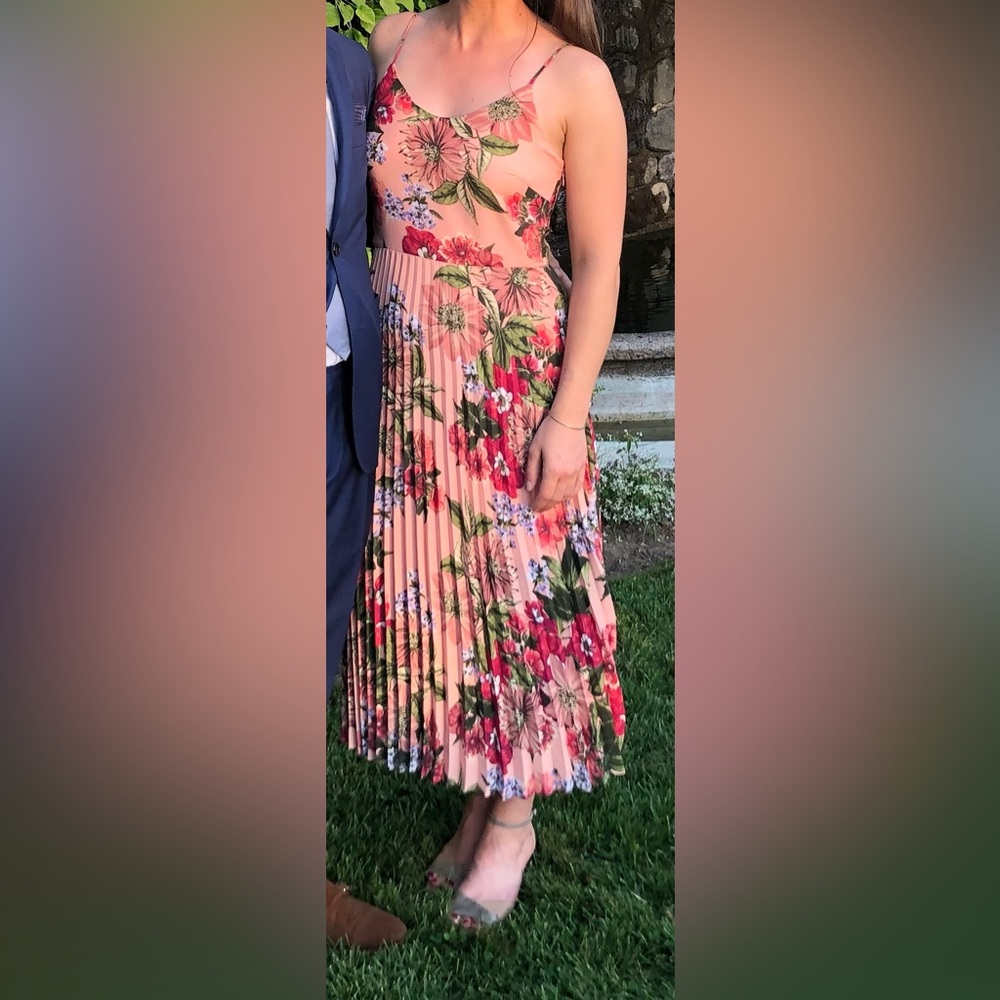 Leith pink floral print midi dress
